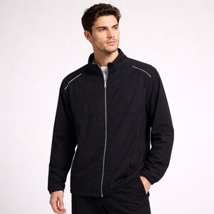 Men's Sleek Black Lightweight Jacket-Size 3XL